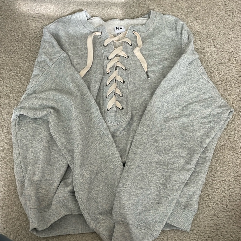 Brand new NSF lace up pullover gray size XS